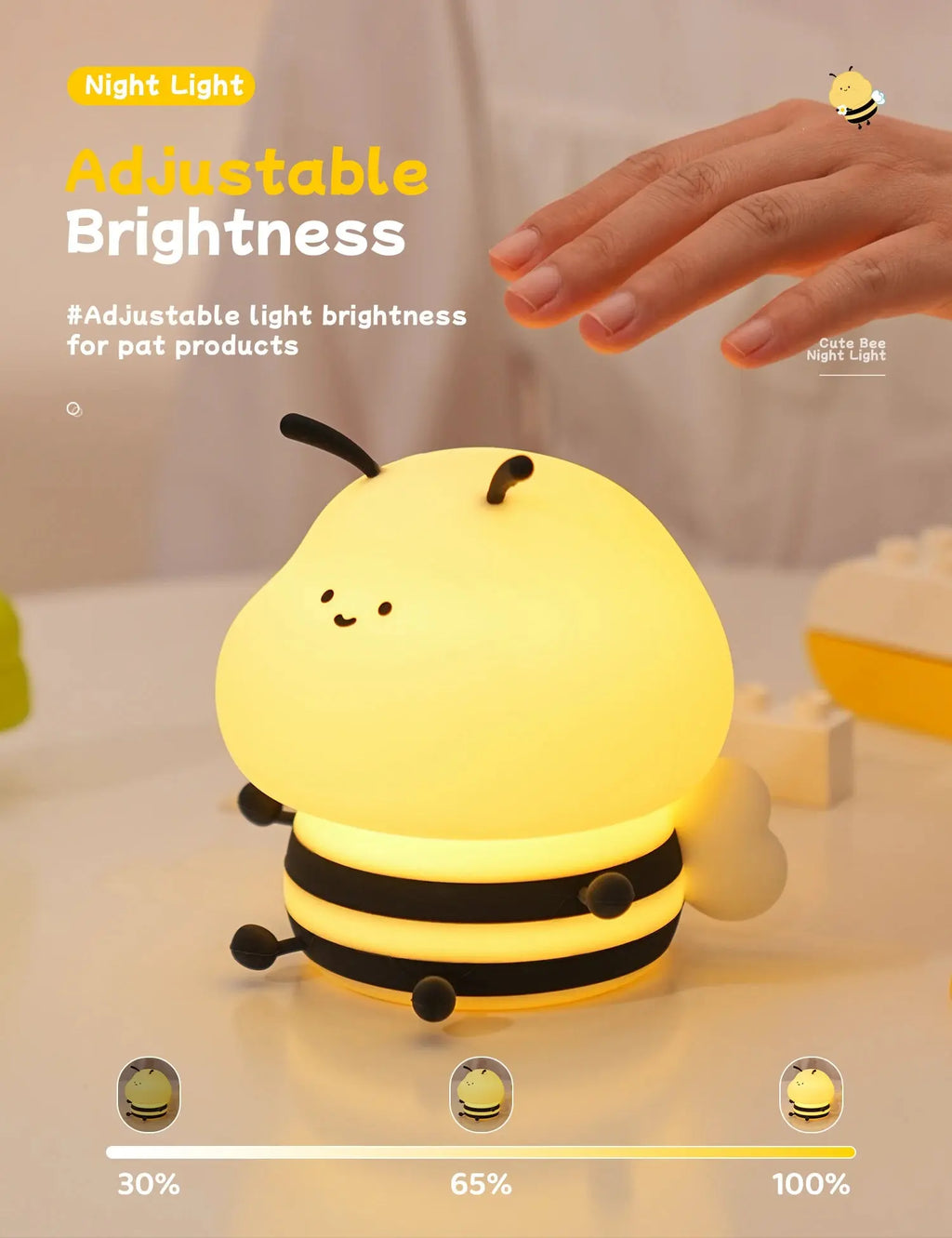 Veilleuse abeille avec 3 éclairages