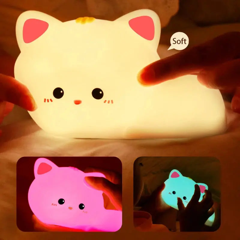 Veilleuse chat tactile multi couleurs